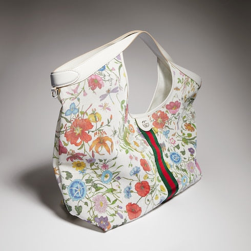 Gucci Giglio Flora large tote bag - white and multicolor Flora net