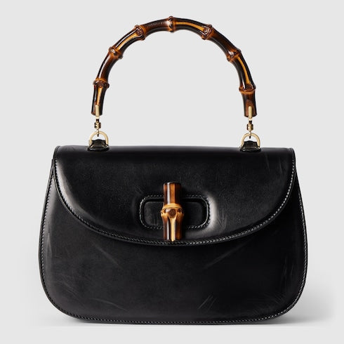 Gucci Bamboo 1947 medium bag - black hand-treated leather