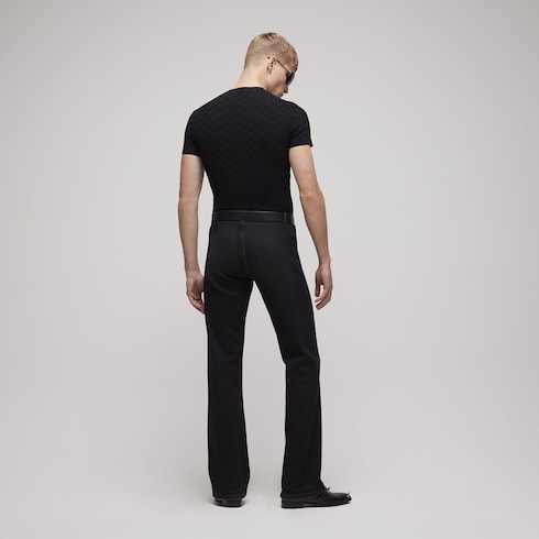 Technical GG fabric jacquard T-shirt - black