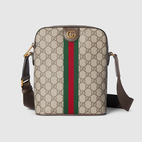 Ophidia small slingbag - beige and dark brown fabric