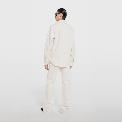GG cotton denim jacquard shirt - white