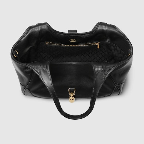 Mercato small tote bag - black leather