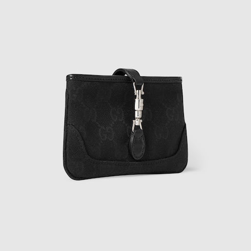 Gucci Jackie zip key pouch - black GG canvas