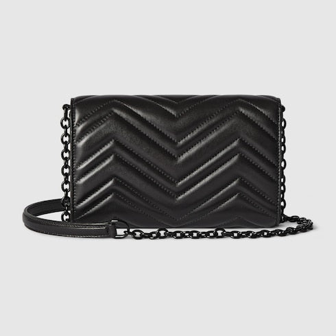 GG Marmont wallet on chain - black leather