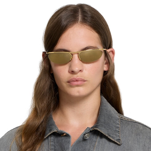 Foldable oval-shaped sunglasses - gold-toned