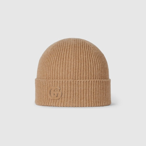 Cashmere hat with patch - beige