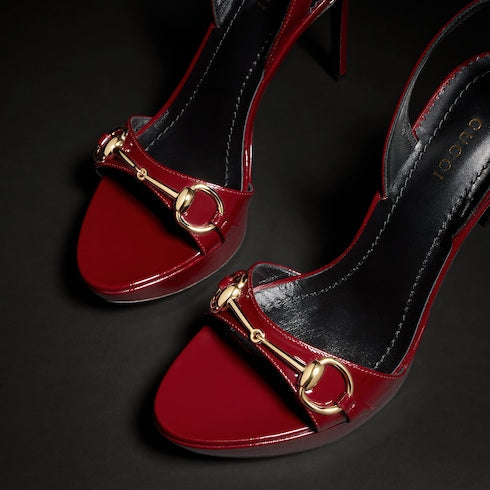 Women's Donna platform sandal - burgundy patent leather
