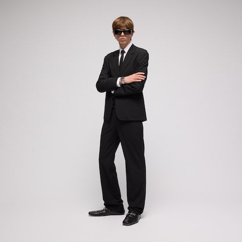 Technical wool blend pants - black