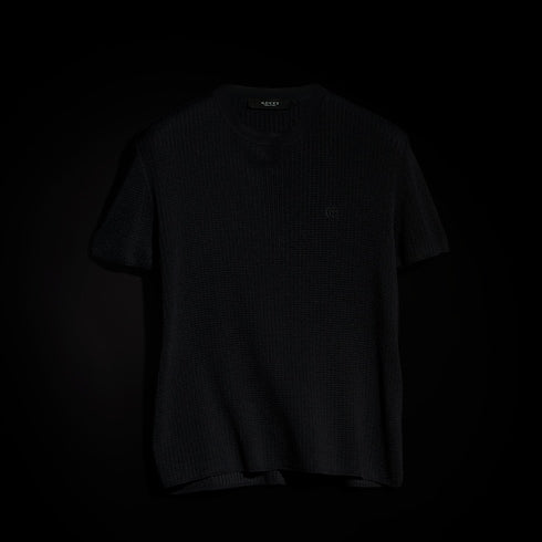 Technical knit fabric T-shirt - black