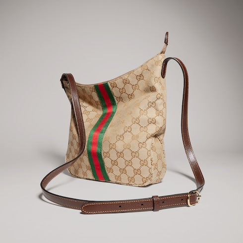 Lunetta medium crossbody bag - sand and brown GG canvas
