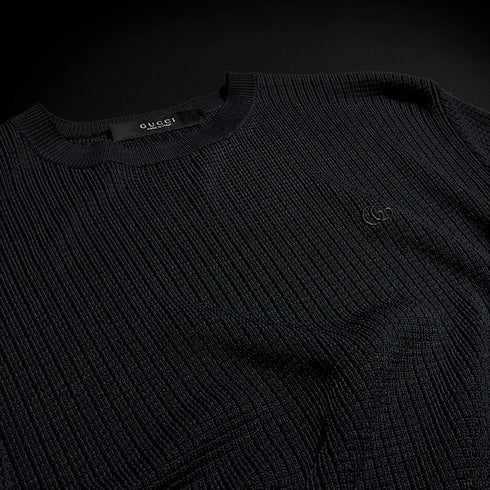 Technical knit fabric T-shirt - black