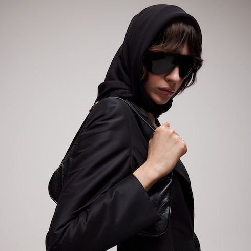 Lightweight silk jacquard shawl - black