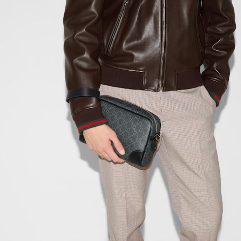 GG Emblem small crossbody bag - black fabric