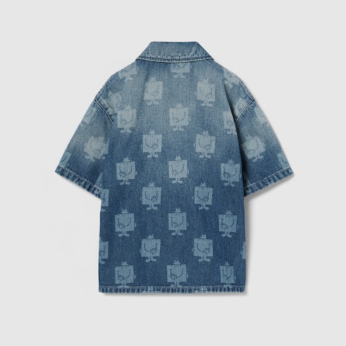 Children's printed denim shirt - blue