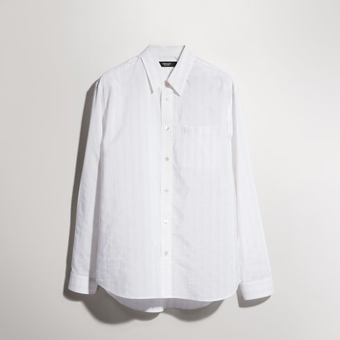 Striped technical cotton shirt - white