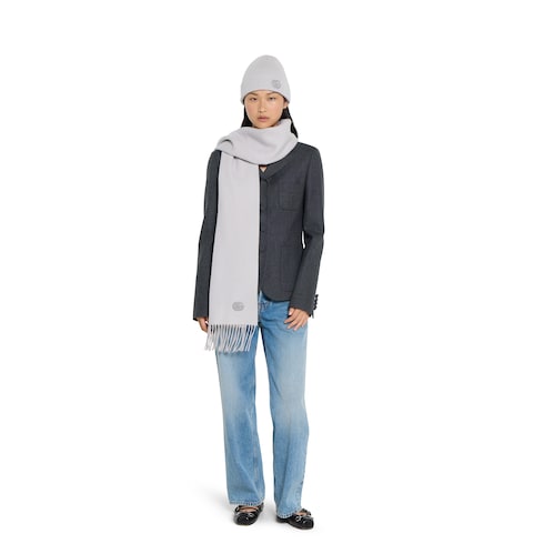 Cashmere scarf with patch - grey and light grey
