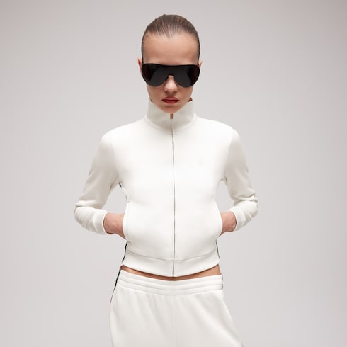 zip sweatshirt with Web - Rib cotton