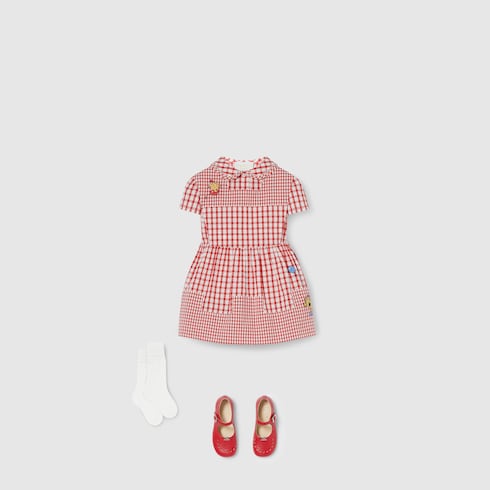 Baby gingham cotton shirt - red and white