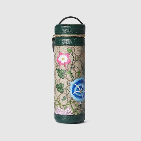 GG pencil case with print - beige and dark brown