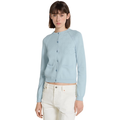 GG cotton cardigan - pale blue