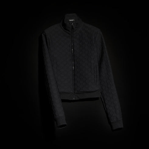 GG jersey jacquard zip jacket - black