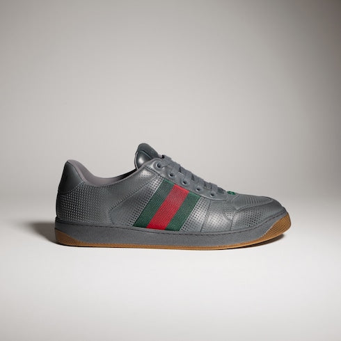 Men's wornout-effect Screener sneaker - dark grey leather