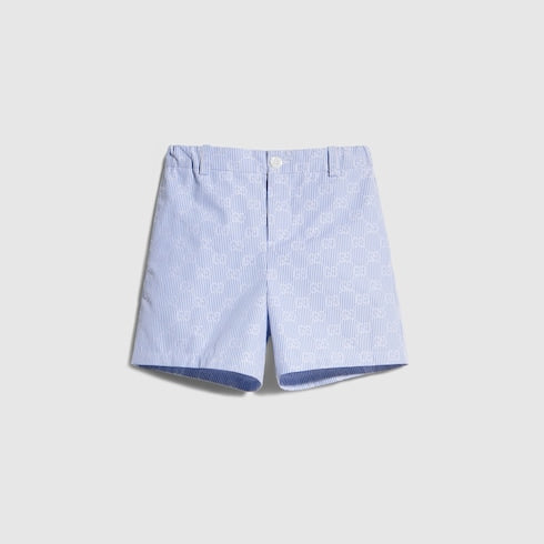 Children's GG striped poplin shorts - white and light blue