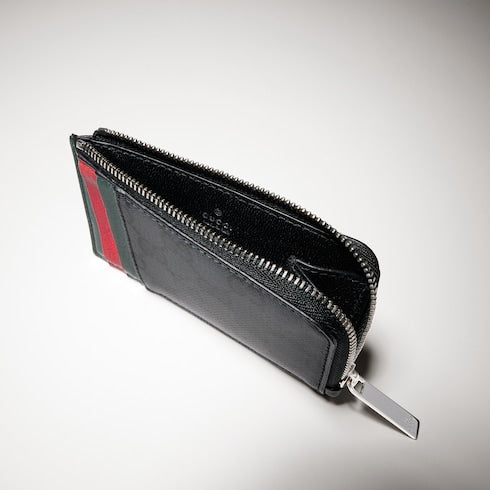 Long card case with Web card slots - black GG canvas