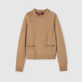 Wool cashmere top with Horsebit - camel
