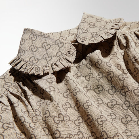 Printed silk crêpe de chine shirt - beige and dark brown