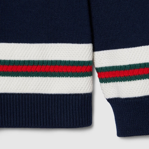 Children's cotton cardigan with Web - dark blue