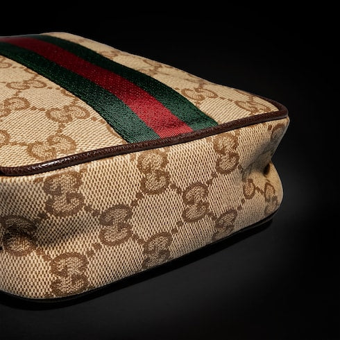 GG mini bag with Web - sand and brown GG canvas