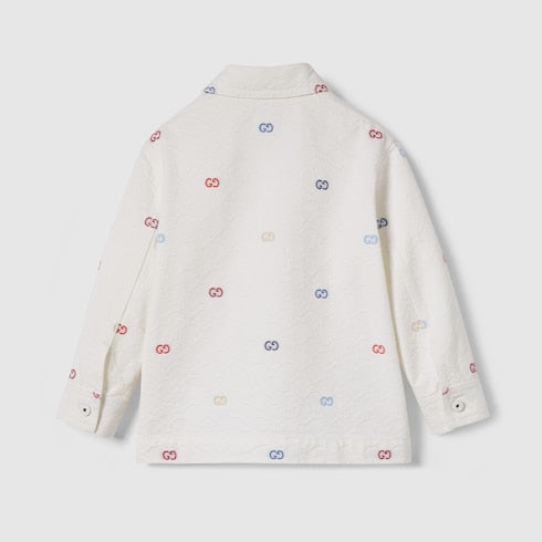 Children's GG cotton jacket - white and multicolor