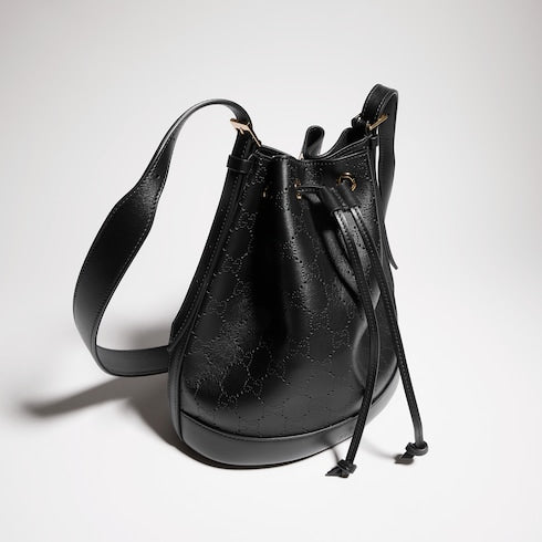 Gucci Venice small bucket bag - black GG leather