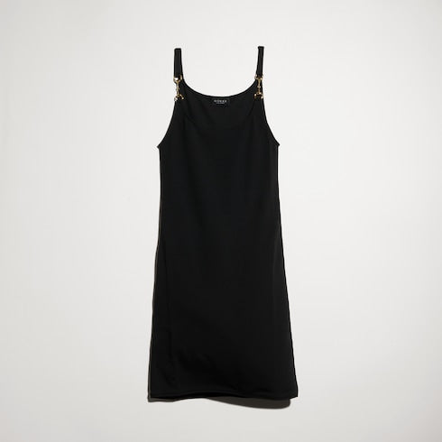 Viscose crêpe jersey dress with Horsebit - black