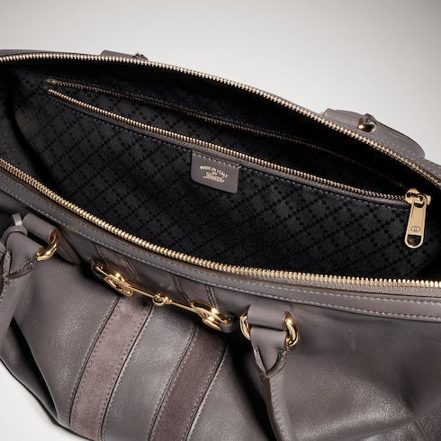 Borsetto large boston bag - dark grey leather