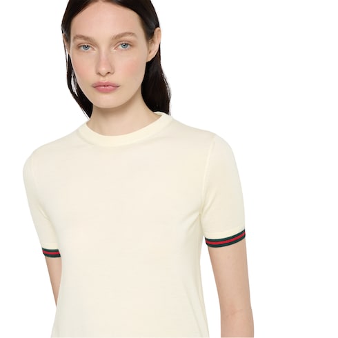 Extra fine cashmere silk top - white