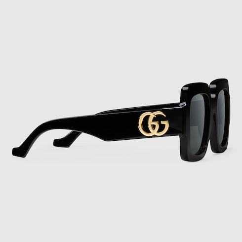 Square-frame Double G sunglasses - black acetate