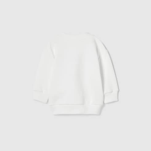 Baby cotton sweatshirt with print - white