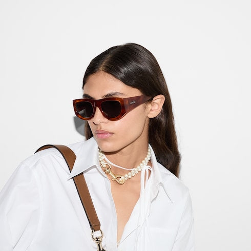 Rectangular-frame sunglasses - brown tortoiseshell