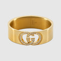 Gucci Interlocking crystal cuff bracelet - gold-toned brass