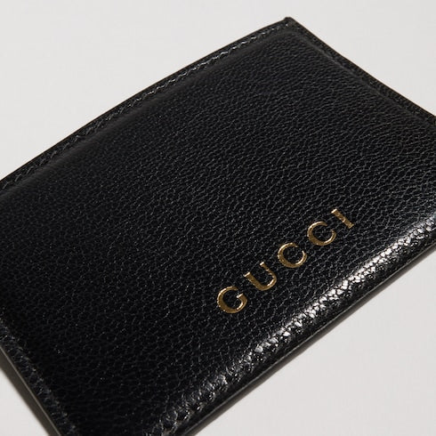 Card case with Gucci lettering - black leather