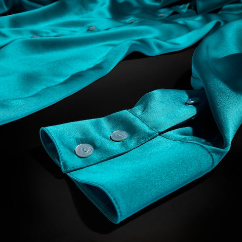 Silk satin shirt - turquoise