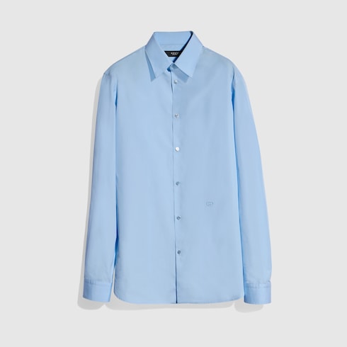 Piece dyed cotton poplin shirt - light blue
