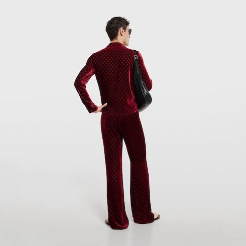 GG stretch velvet devoré pants - bordeaux