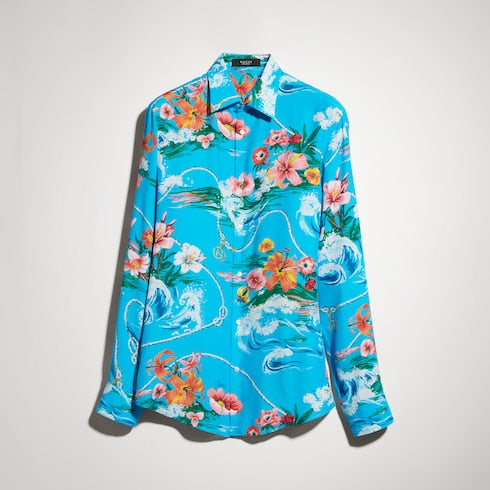 Printed fluid fabric shirt - multicolor