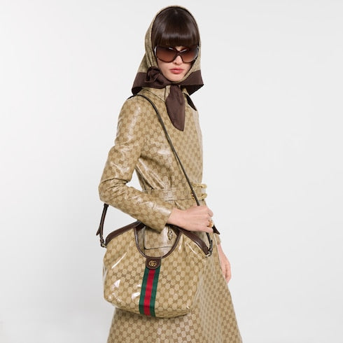 Gucci Giglio small tote bag - sand and brown GG fabric