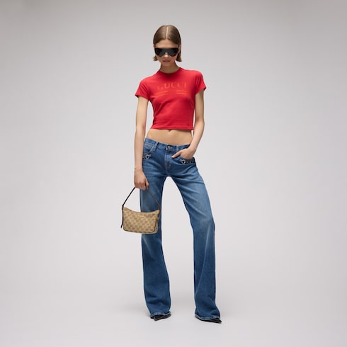 Lady Lunetta small shoulder bag - sand and brown GG canvas