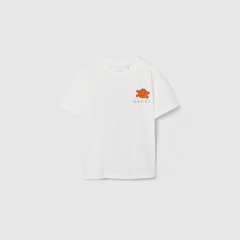 Baby cotton T-shirt with print - white