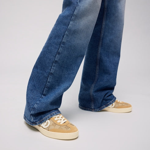 Women's G75 sneaker - beige and dark brown GG canvas